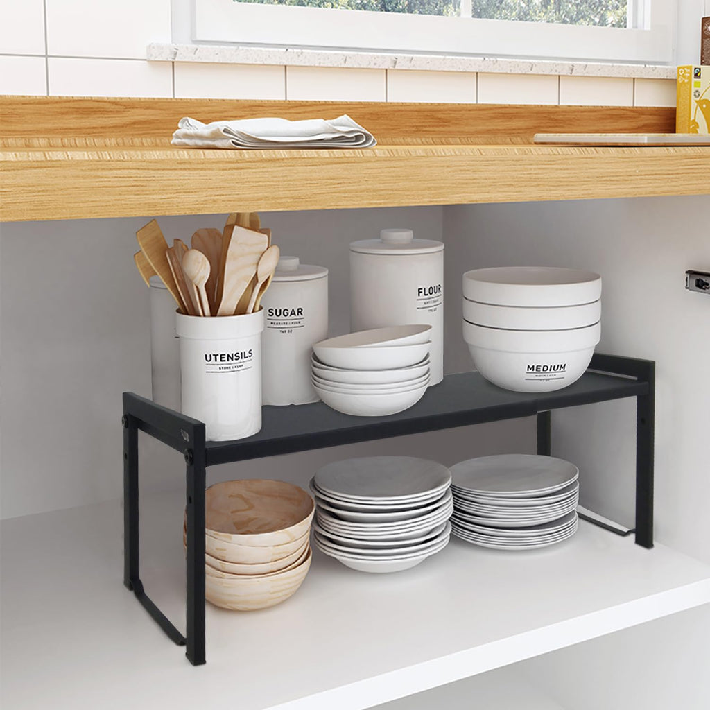 Goodsnetic Expandable Cabinet Shelf Organizer | 2 Pack Heavy Duty Metal