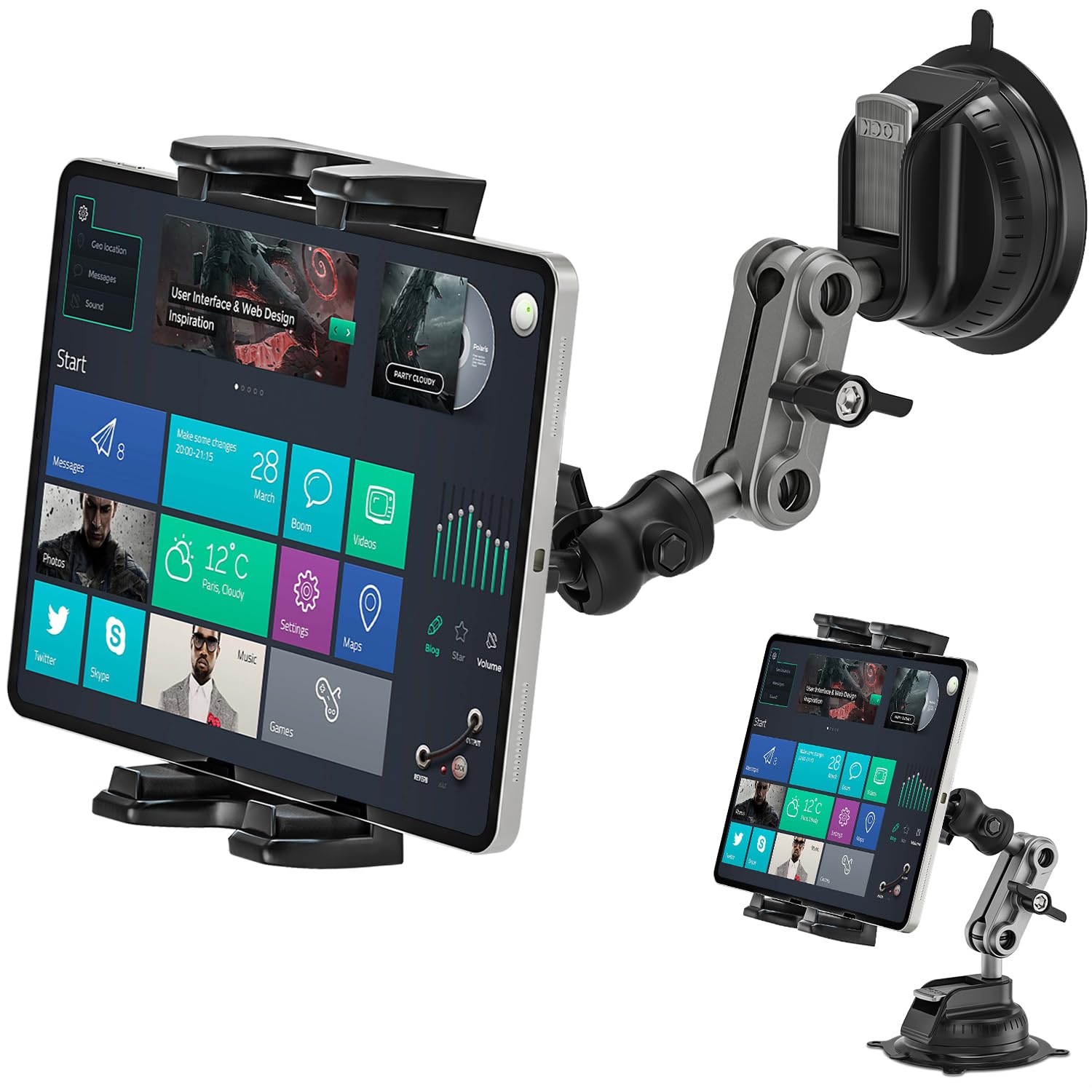 Asaiy Car Tablet Holder – 360° Rotating Dashboard Mount for 4.7-11" iPads