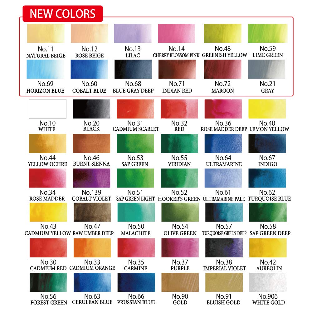 Kuretake ZIG Gansai Tambi Japanese Watercolor Set | 48 Vivid Colors