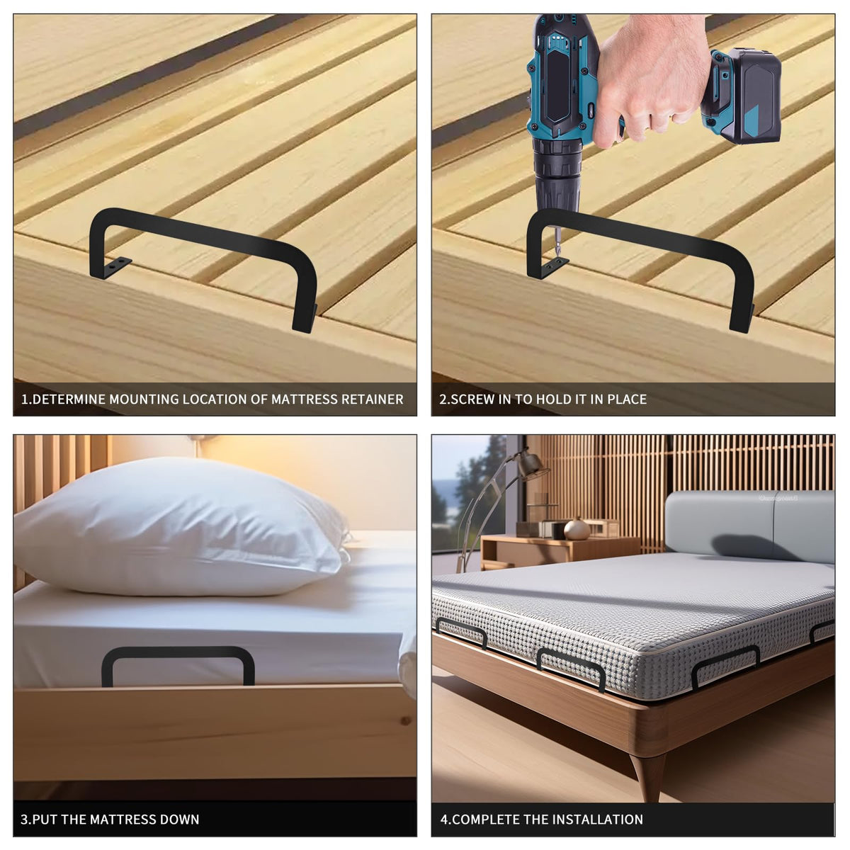 Zhuatek 5 Pcs Metal Mattress Slide Stopper for Adjustable Beds, Keeps Mattress in Place - image 5