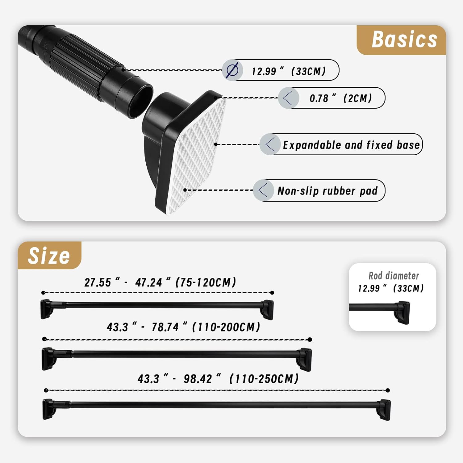 Massive Discounts Telescopic Shower Curtain Rod | 110-250cm Steel