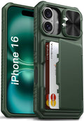 Vihibii iPhone 16 Wallet Case | RFID Card Holder & Camera Cover - Green