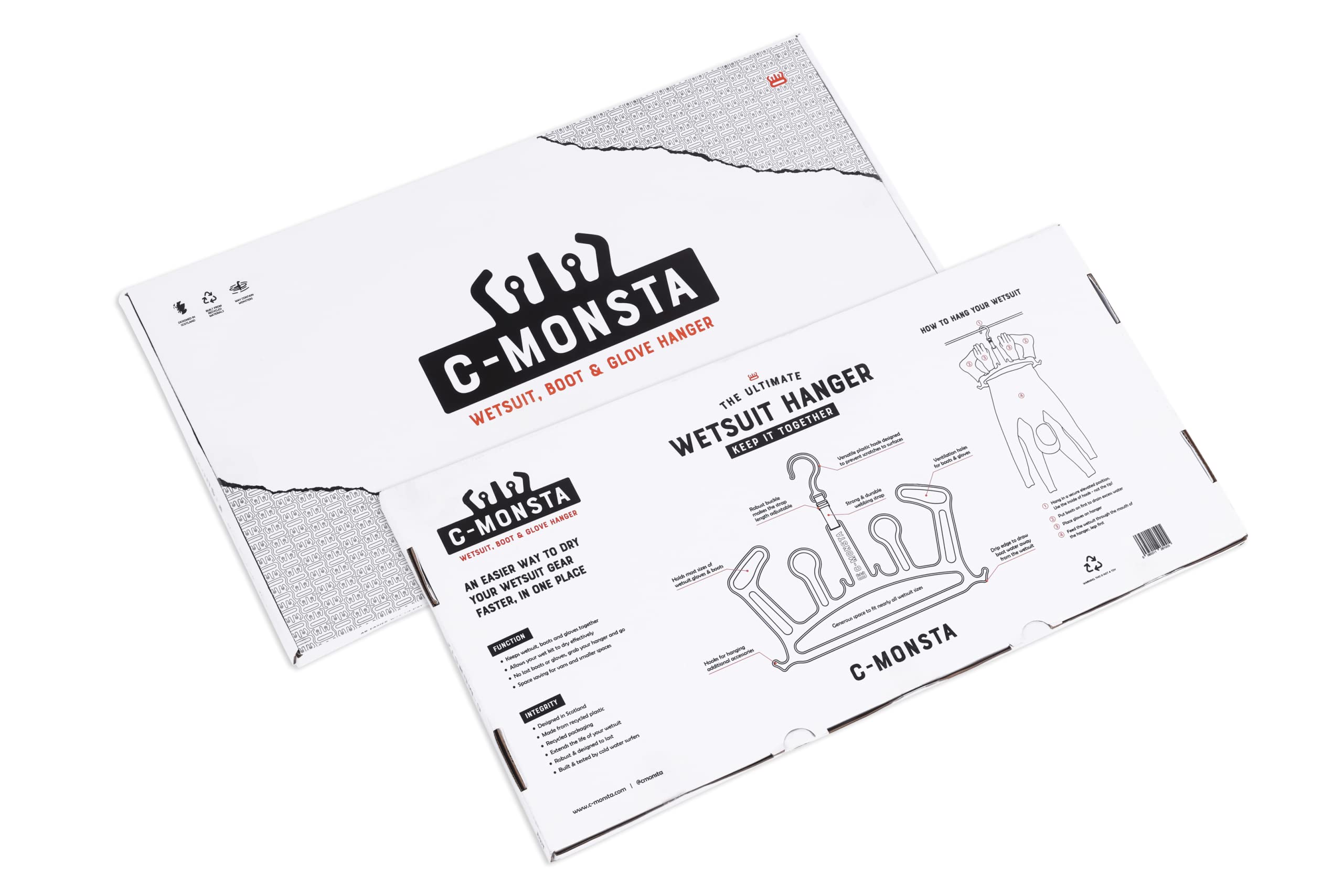 C-Monsta Wetsuit Hanger | Heavy Duty Recycled Plastic for Boots & Gloves