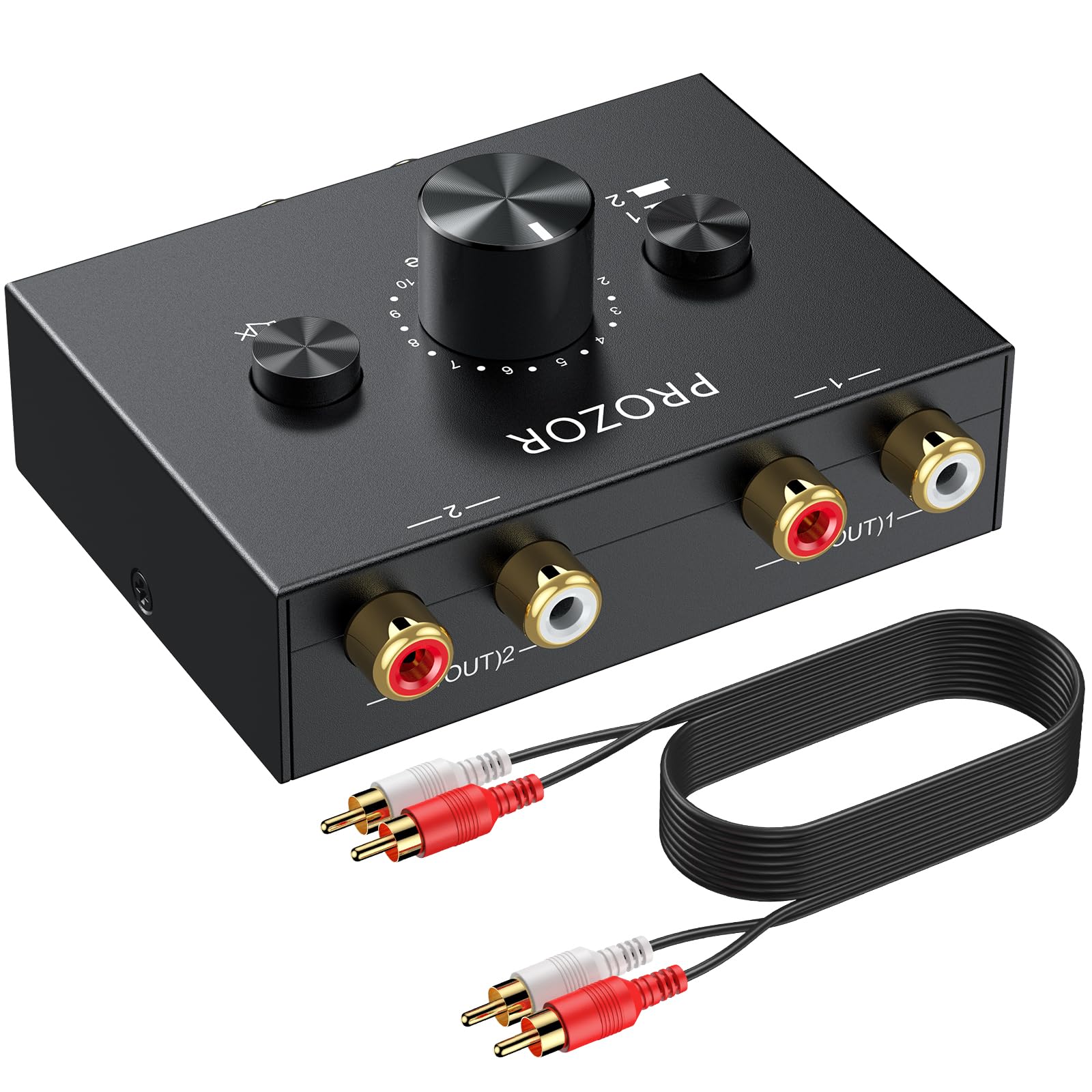 PROZOR Bidirectional RCA Audio Switcher with Volume Control & Mute