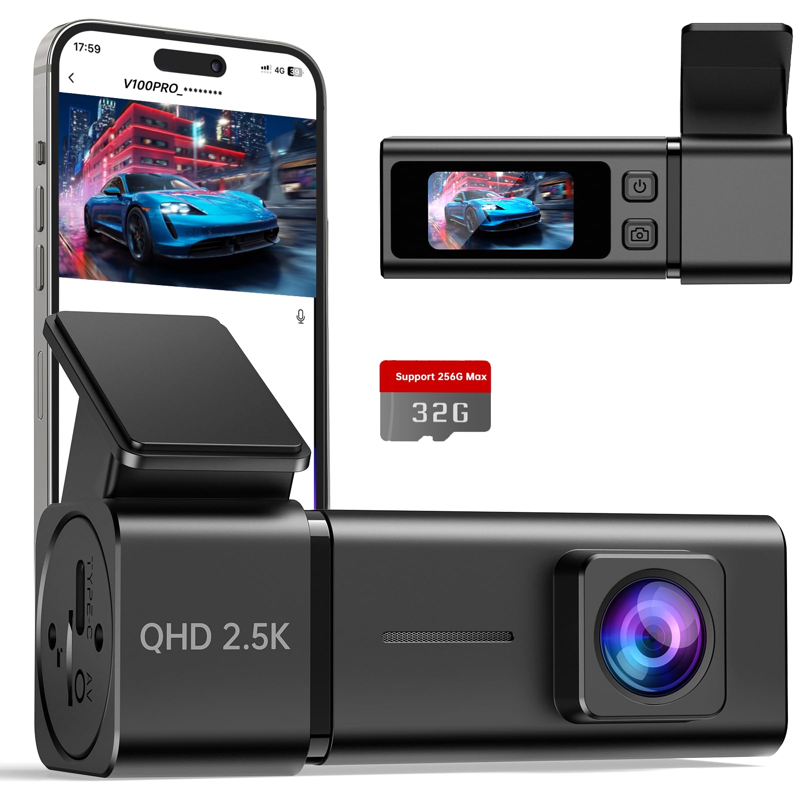 2.5K WiFi Dash Cam | 1.47" IPS Screen & Night Vision