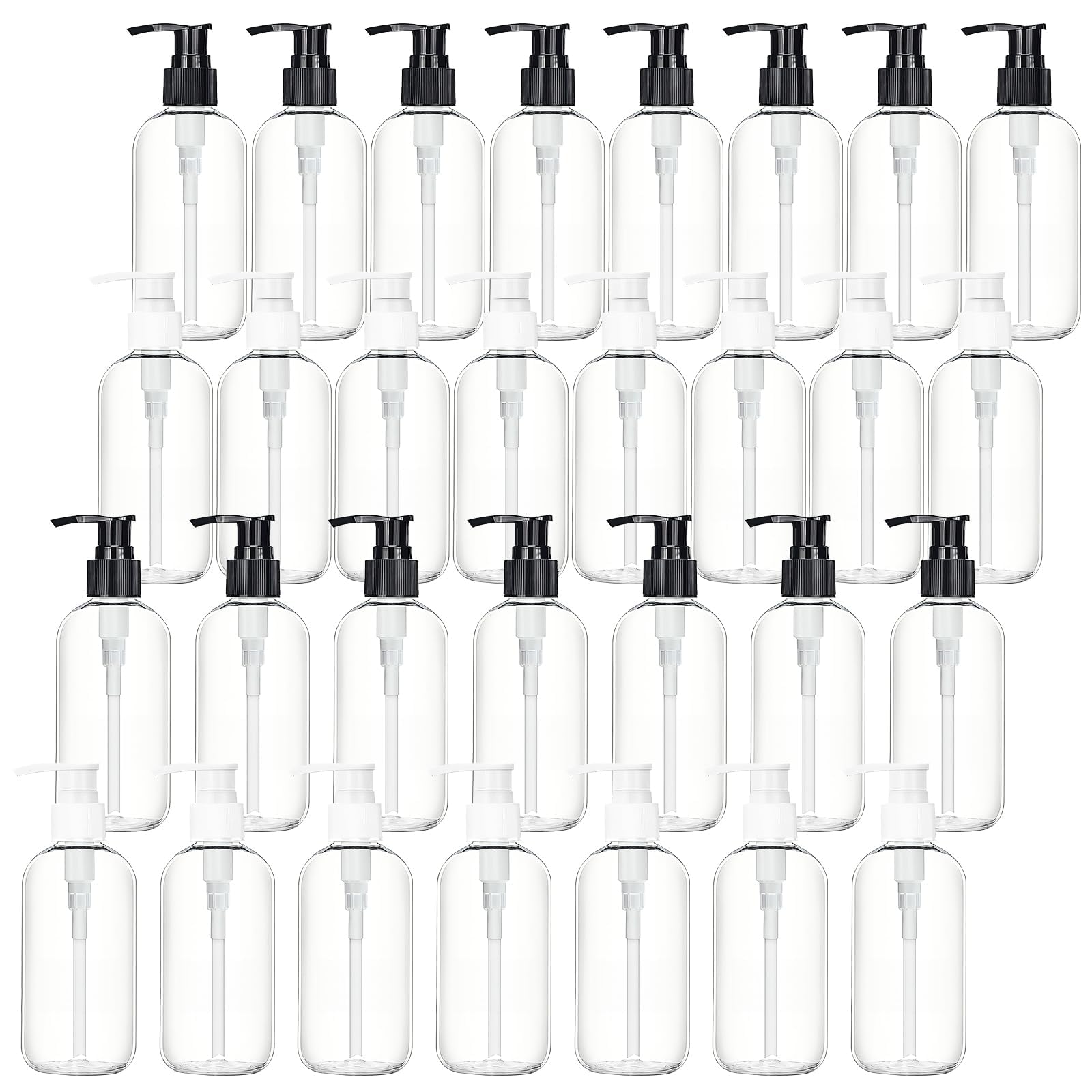 YFNVH 30-Pack Clear Plastic Pump Bottles | 250ml Refillable Shampoo Bulk