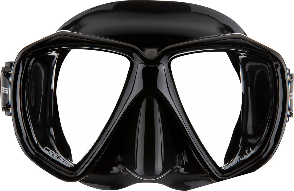 Cressi Ranger & Dry Snorkel Set - Adult Mask with Tempered Glass, Black
