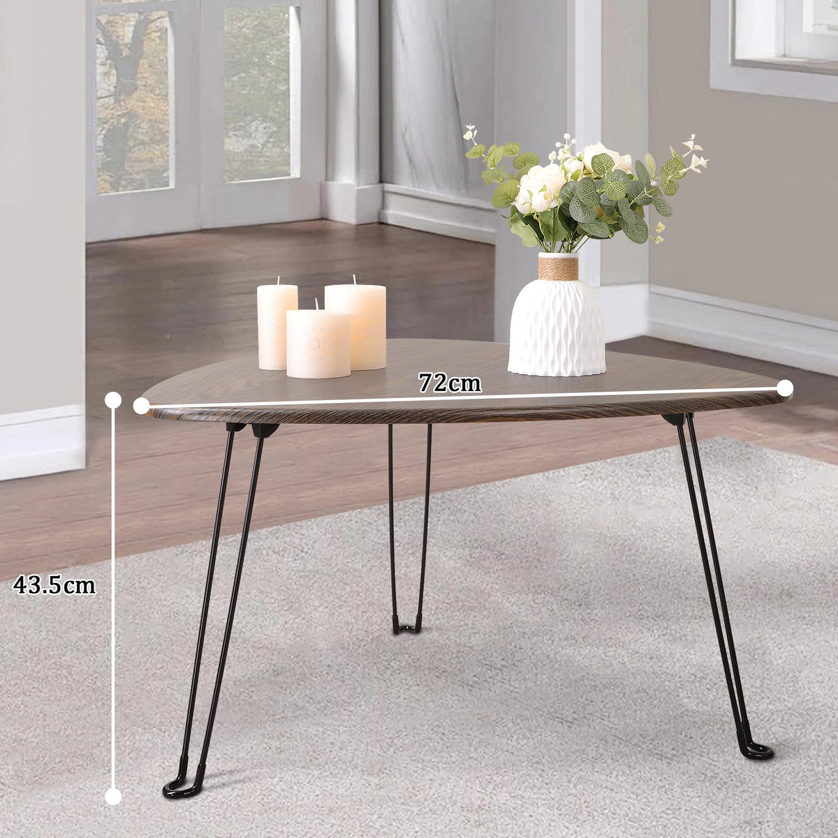 FEUFOAM Folding Coffee Tables for Small Spaces Foldable Industrial Sofa Center Table Triangle Design Wood Framed Coffee Table Mid Century Rustic - image 5