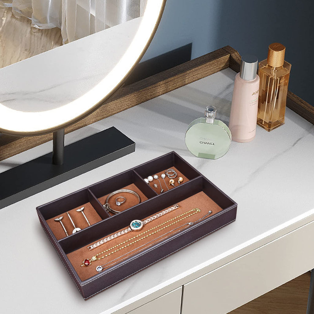 GORESE Valet Tray, Leather Office Drawer Desk Storage Box, Bedside Storage Tray, Pocket Empty Organiser, Pen Trays for Keys, Stationery, Coins