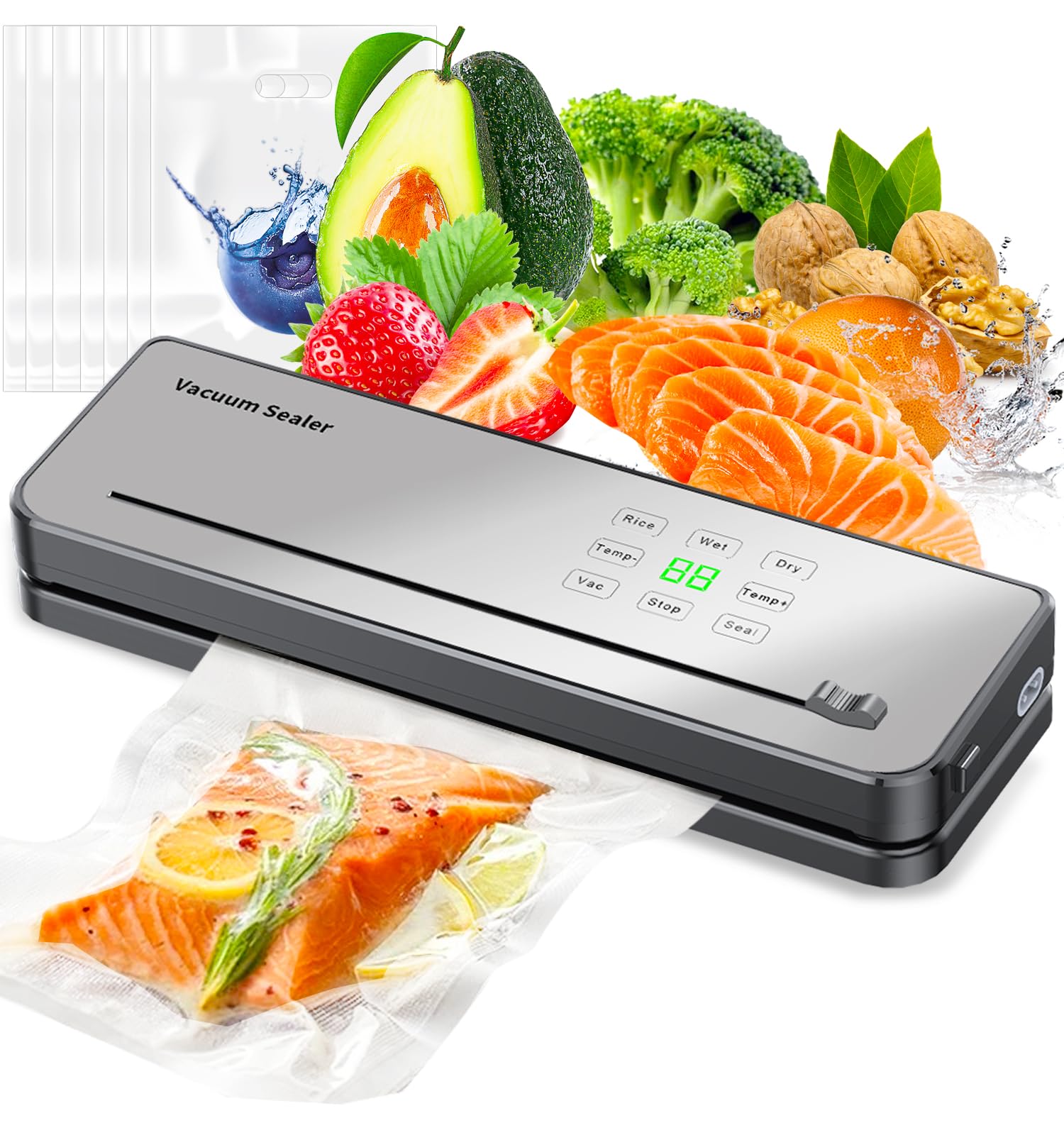 ESoundvol 8-in-1 Vacuum Sealer Machine with Cutter for Dry & Moist Food