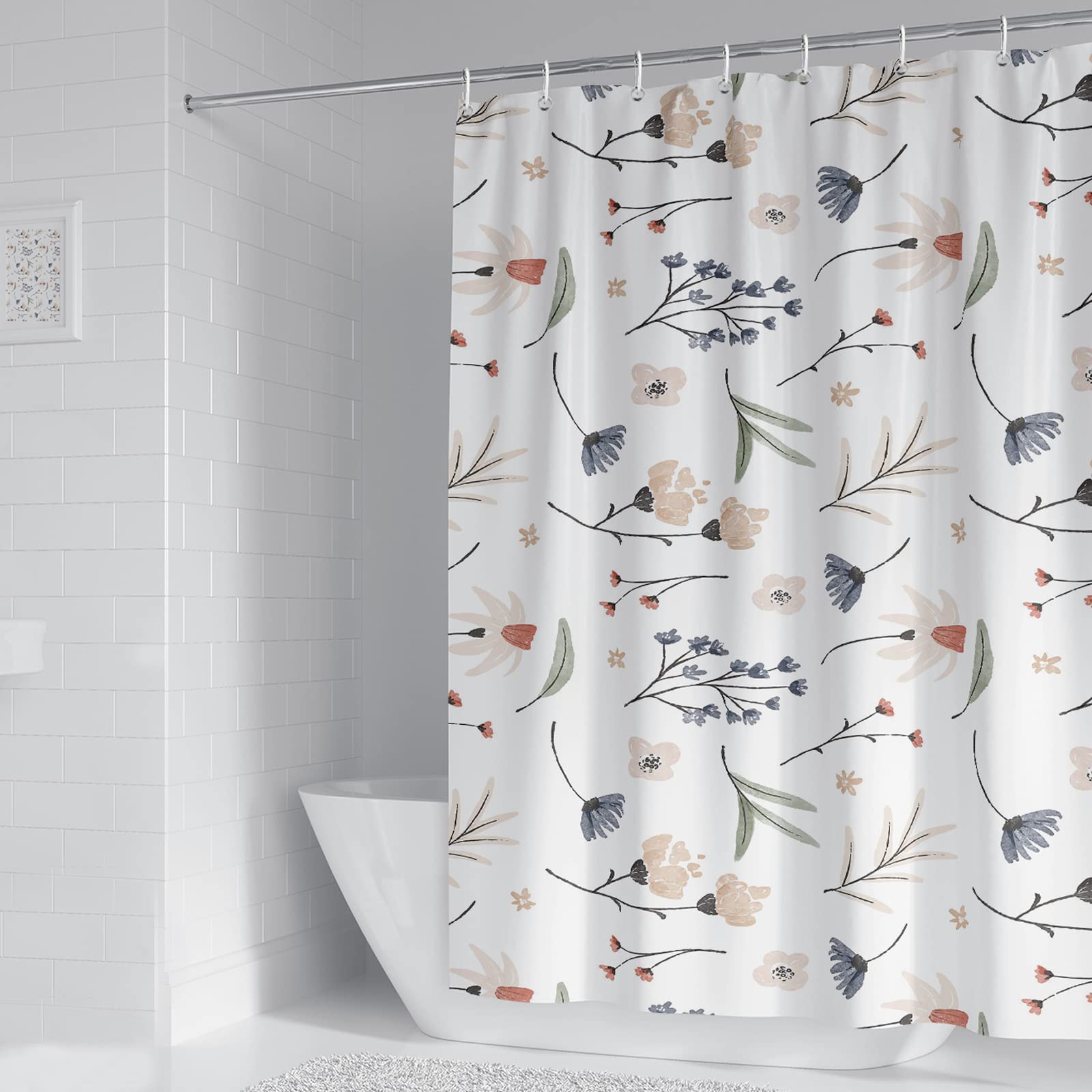 BANLMEYD Floral Shower Curtain | Waterproof & Weighted Polyester – 180x180cm