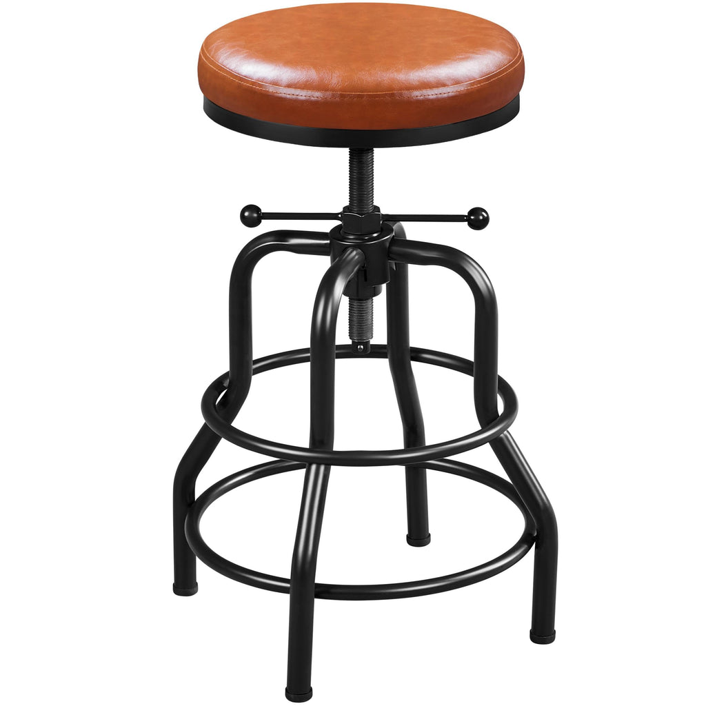 Yaheetech Rustic Round Adjustable Industrial Bar Stools, 1PCS Light Brown - image 1