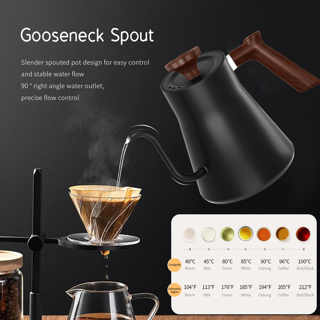 RHD Electric Gooseneck Kettle | 1200W Temp Control Stainless Steel Pot