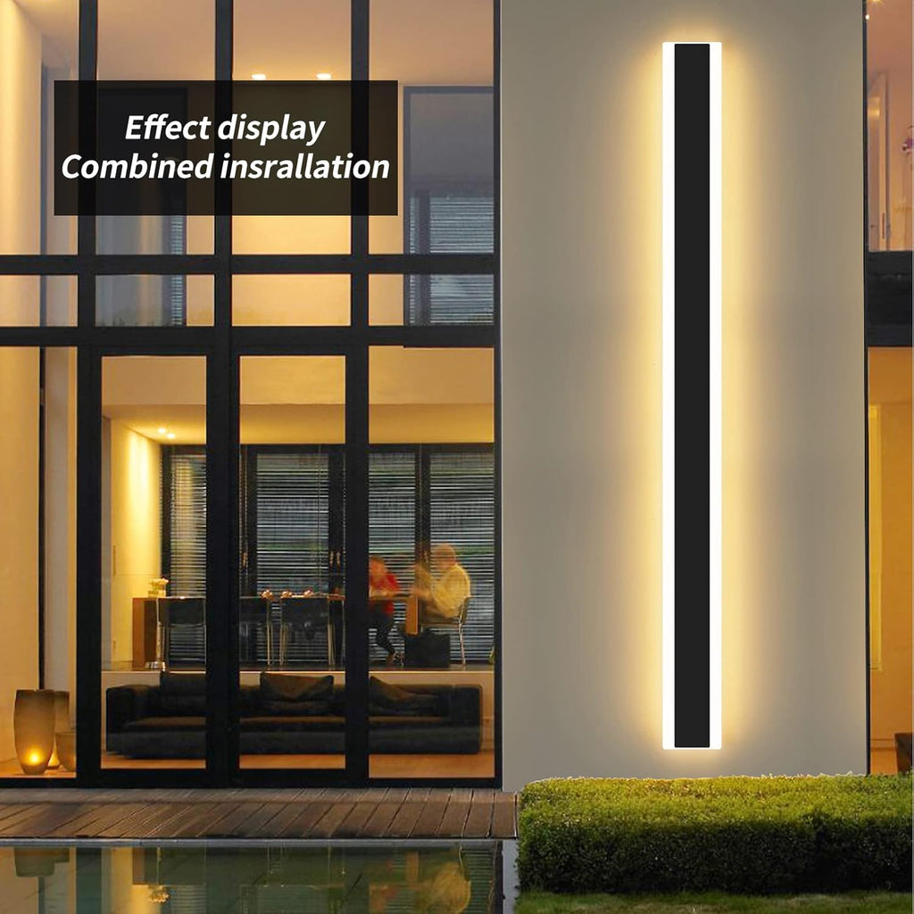 Mikeru 120CM Outdoor LED Wall Light | 42W IP65 Waterproof Black Sconce