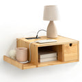 Afuly Floating Nightstand with Charging Station – Solid Wood Bedside Table
