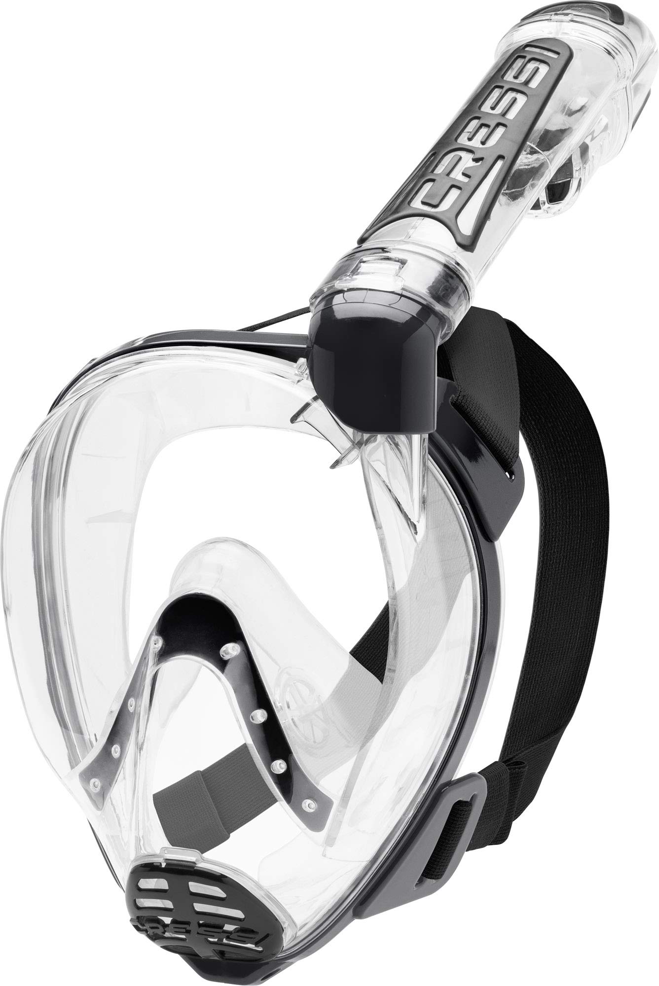 Cressi Duke Full Face Snorkel Dry Mask | Clear/Black | Size M/L