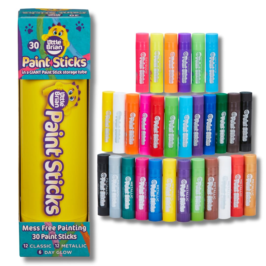 Little Brian Paint Sticks - 30 Pack Mess-Free Quick Dry Art Set with Tube