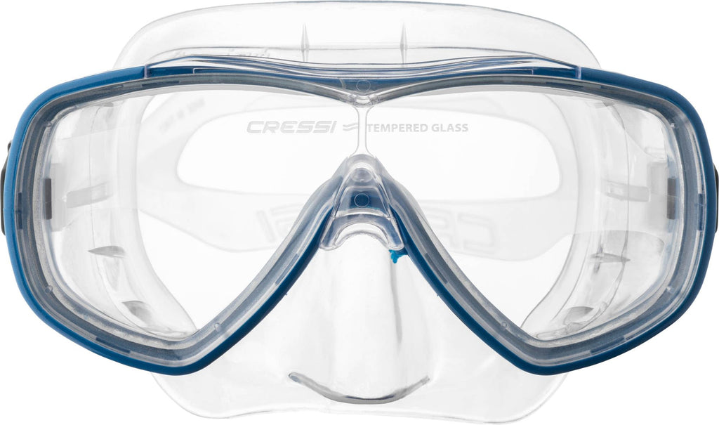 Cressi Onda Mare Snorkel Set – Single Lens Silicone Mask – Clear/Blue