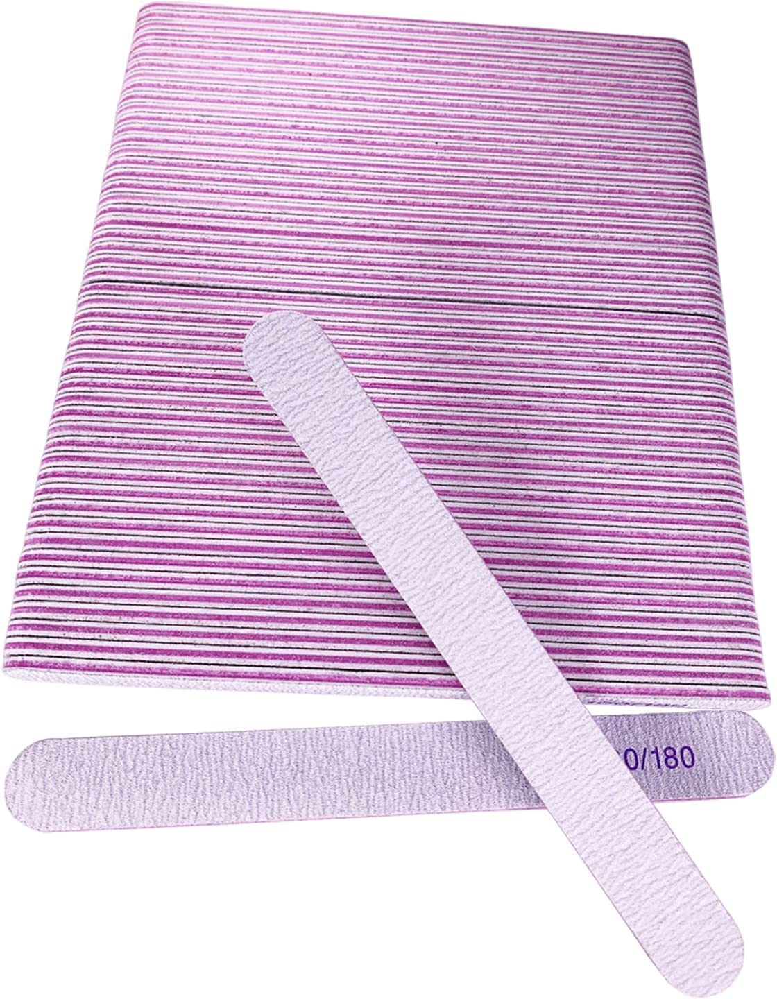 AhaTopia 50-Piece Nail Files for Acrylic & Natural Nails | 100/180 Grit