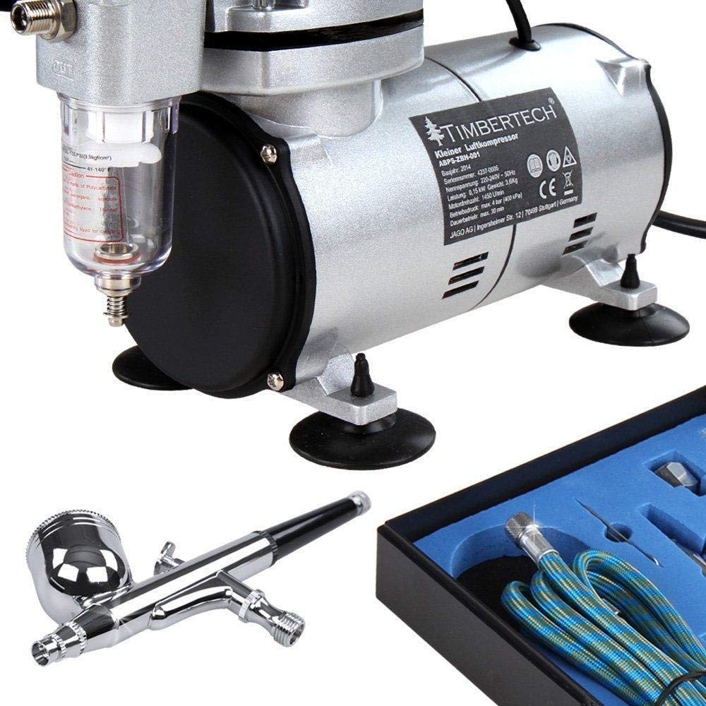 Timbertech Airbrush Kit with Compressor - 3 Nozzles for Cake & Nail Art