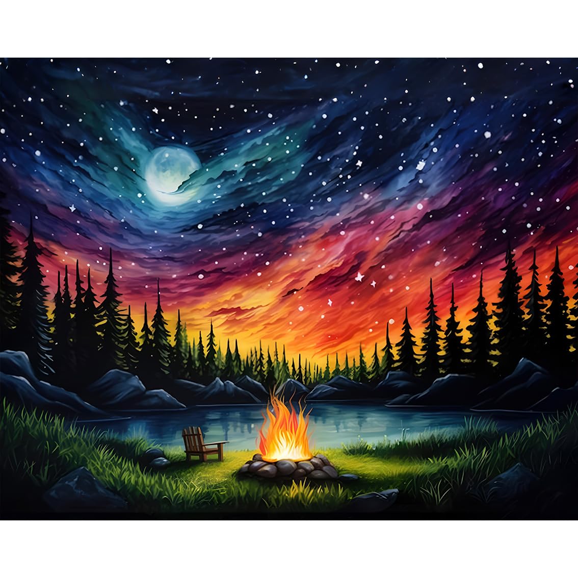 Jolof Store Starry Sky Paint by Numbers for Adults - Forest Landscape 16x20