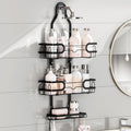 FOXWHALE Hanging Shower Caddy – Rustproof No-Drill Shelf with Hooks, Black