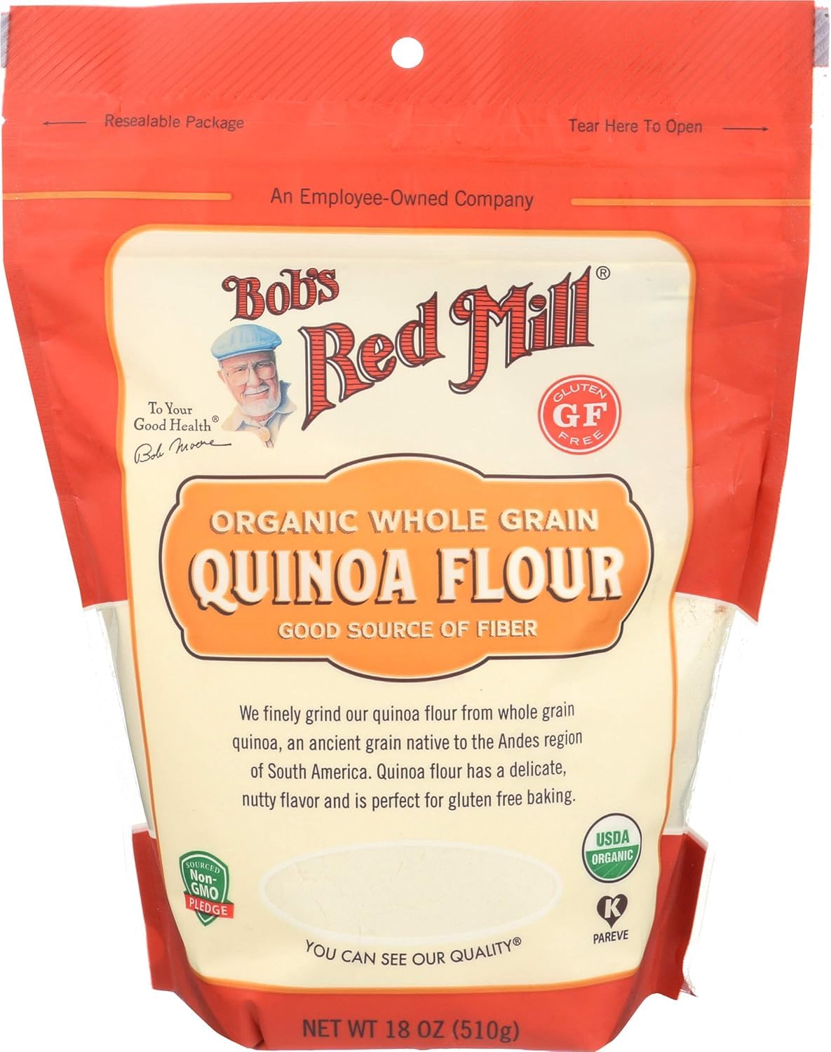 Bob's Red Mill Organic Quinoa Flour – Whole Grain & Gluten Free, 510g