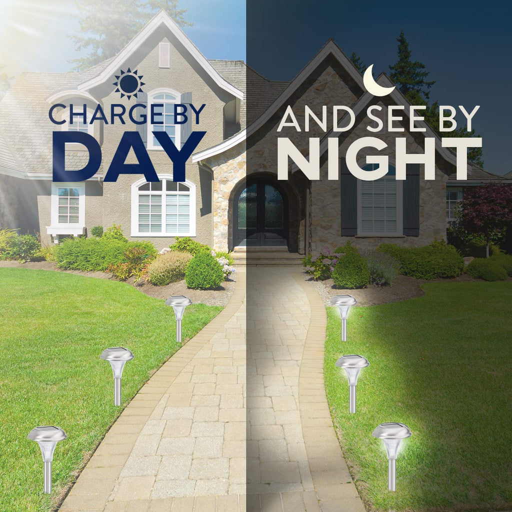 Solar Garden Lights – 8 Pack Stainless Steel Path Lights