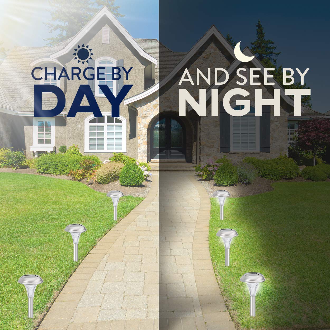 Solar Garden Lights – 8 Pack Stainless Steel Path Lights