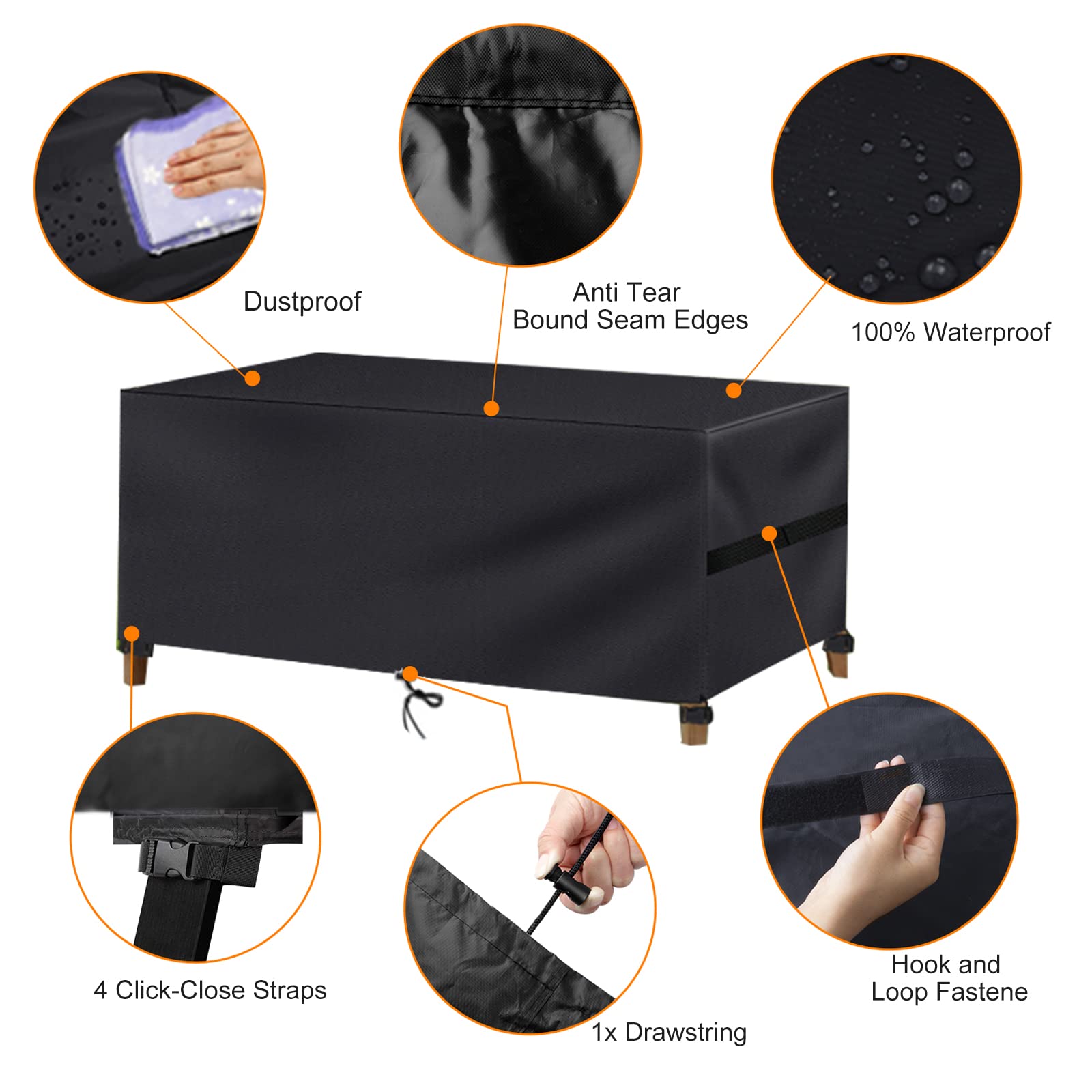 Fireowl Waterproof Garden Furniture Cover - 420D Heavy Duty Rattan Set Cover