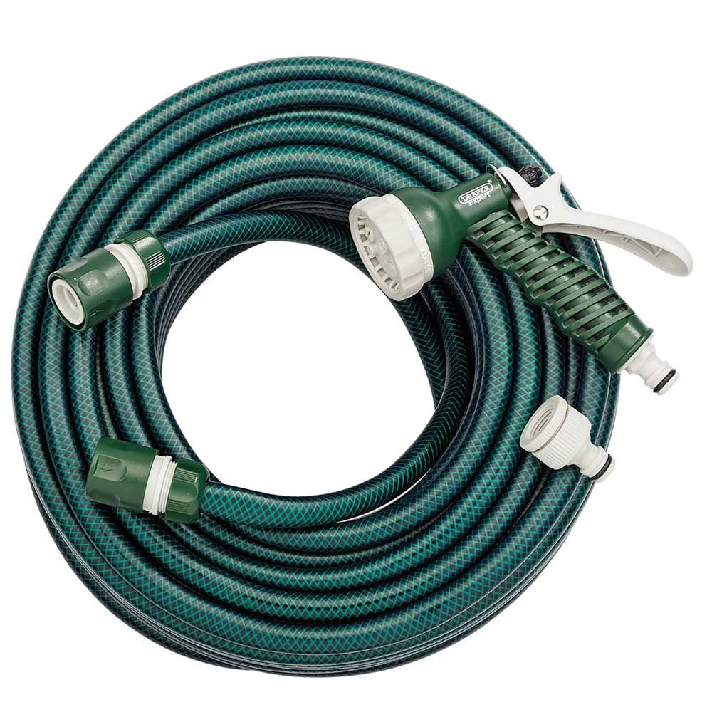 Draper 30m Garden Hose and Spray Gun Kit | Heavy Duty Reinforced PVC
