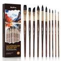 Nicpro 10Pcs Watercolor Brush Set | Synthetic Squirrel Hair for Artists