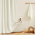 BTTN Extra Long Boho Shower Curtain – Tufted Chevron Tassel, 182x214cm