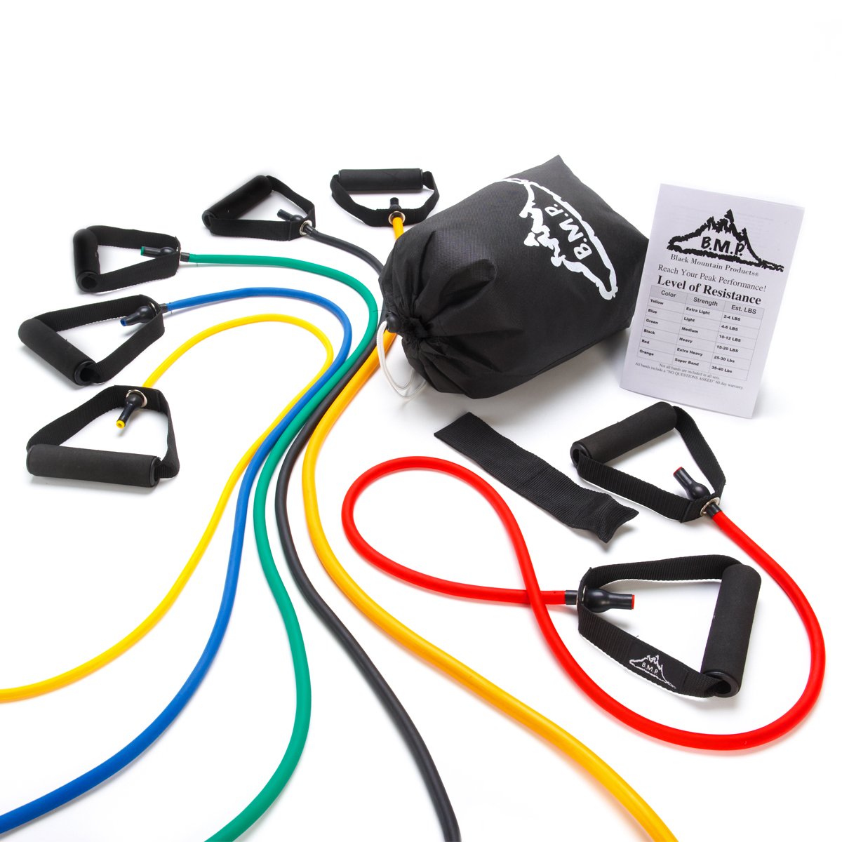 Black Mountain Products Resistance Band Set - 6 Levels with Handles