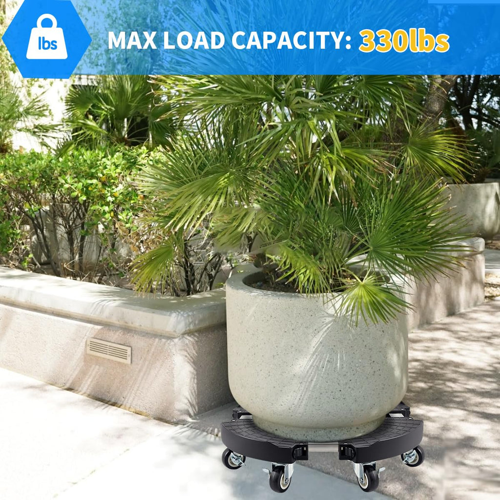 2-Pack Heavy Duty Plant Caddy | Adjustable 15-21" Rolling Stand