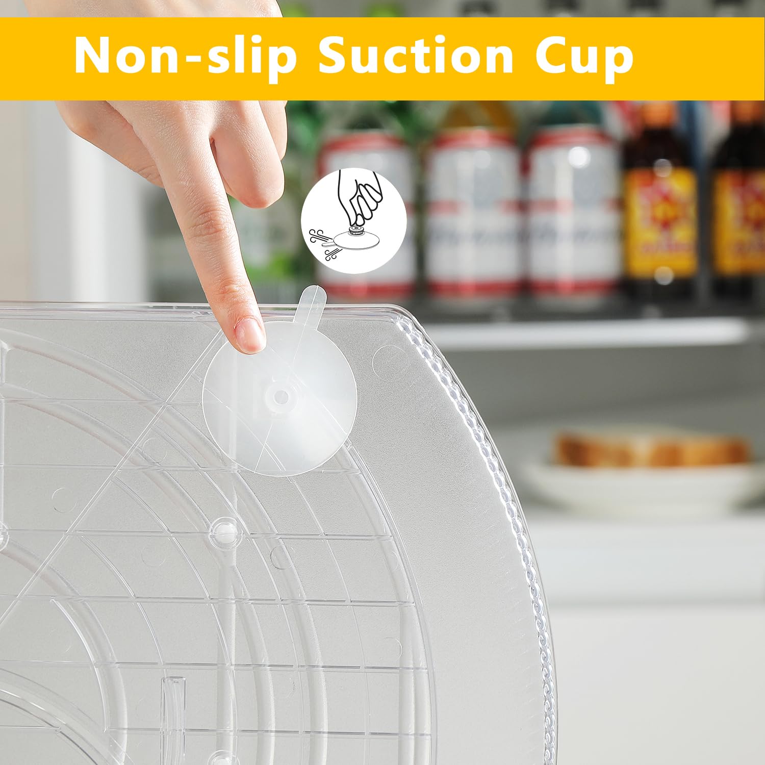 ROWNYEON 2 Pack Rectangular Lazy Susan Fridge Organiser – 16.5" Clear Acrylic