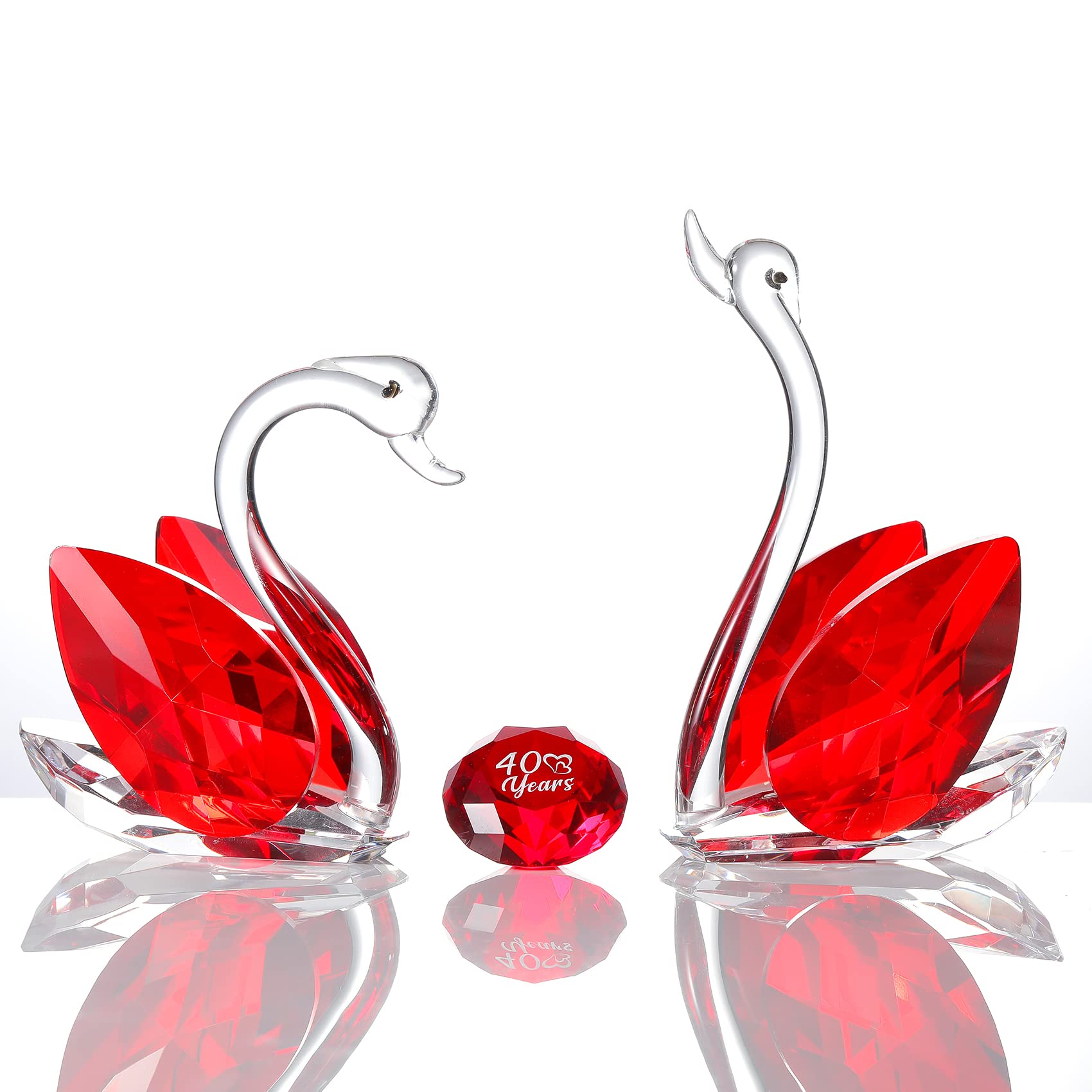 Crystal Swan Figurines – 40th Anniversary Glass Wedding Gift