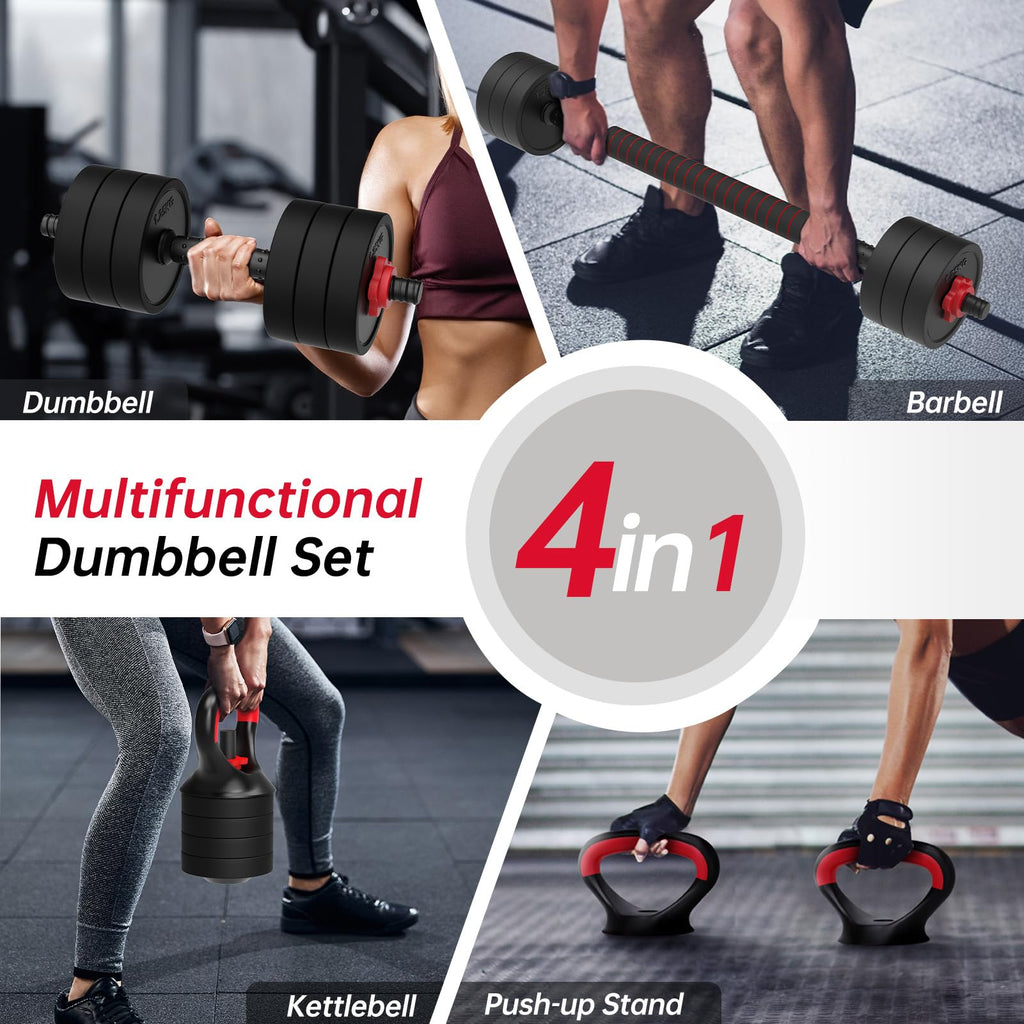 JOROTO 4-in-1 Adjustable Dumbbell Set | Kettlebell & Barbell Home Gym Weights