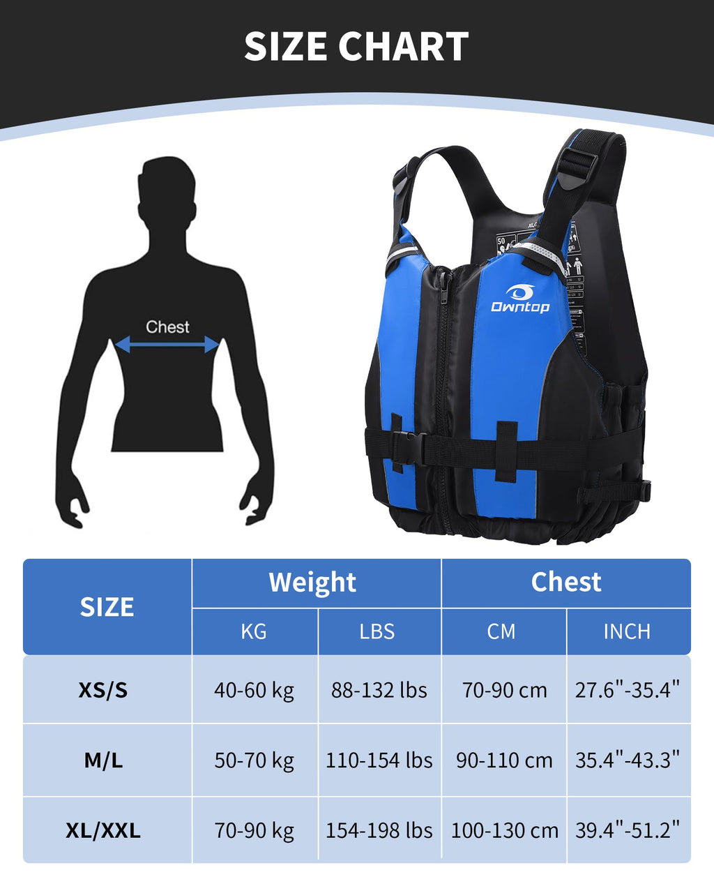 Owntop Buoyancy Aid Vest - Foam Kayaking & Paddleboarding Jacket