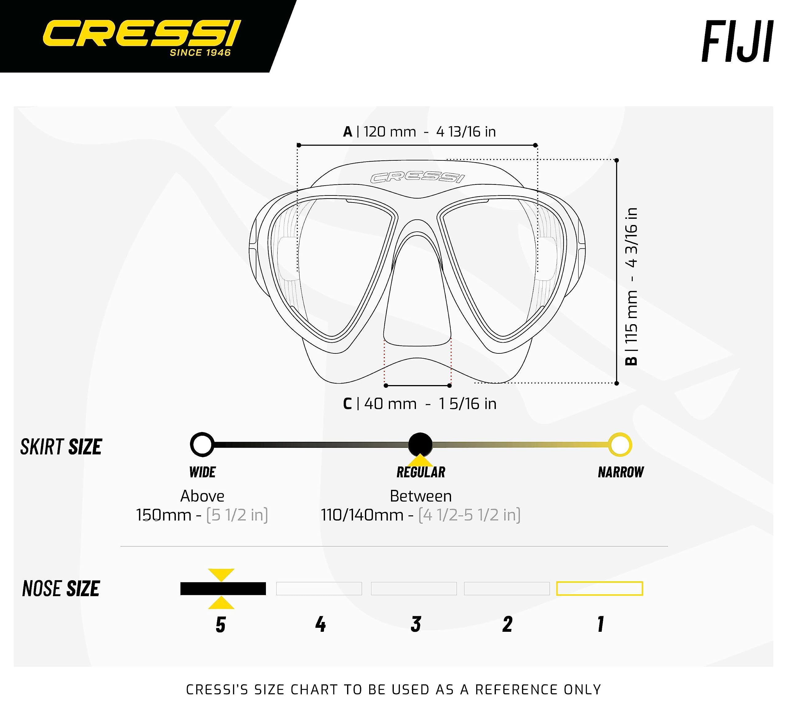 Cressi Fiji Snorkeling Mask – Anti-Fog System with Elastic Fabric Strap