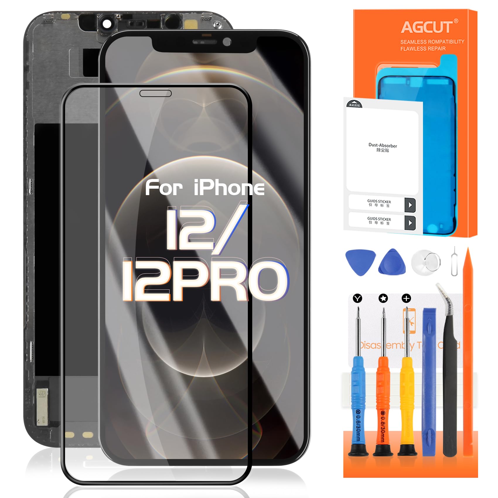 AGCUT iPhone 12 / 12 Pro LCD Screen Replacement - 6.1" Display Digitizer