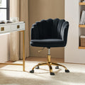 HULALA HOME Swivel Desk Chair with Gold Base and Scalloped Backrest, Black - image 1