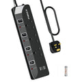 Jolof Store 5M Extension Lead - 3 Way Power Strip with 2 USB Ports