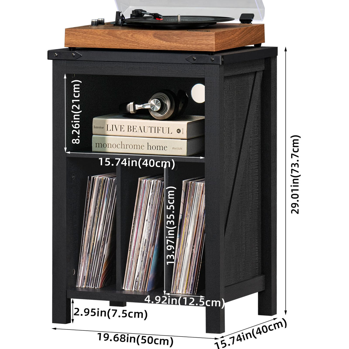 LELELINKY Record Player Stand with Vinyl Record Storage,Black - image 2