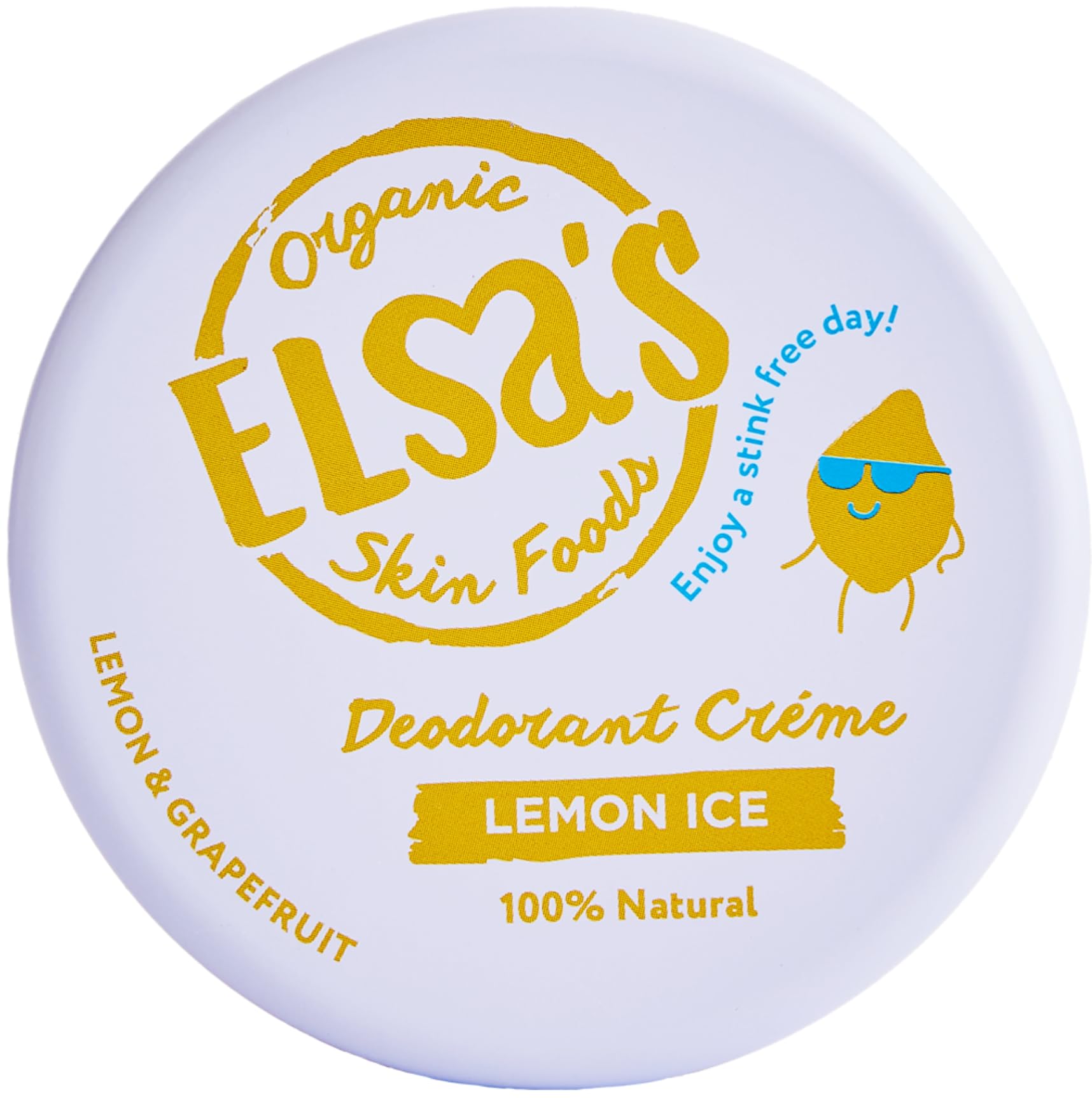 Elsa's Organic Natural Deodorant Cream | Lemon Ice Sensitive Skin | 50g