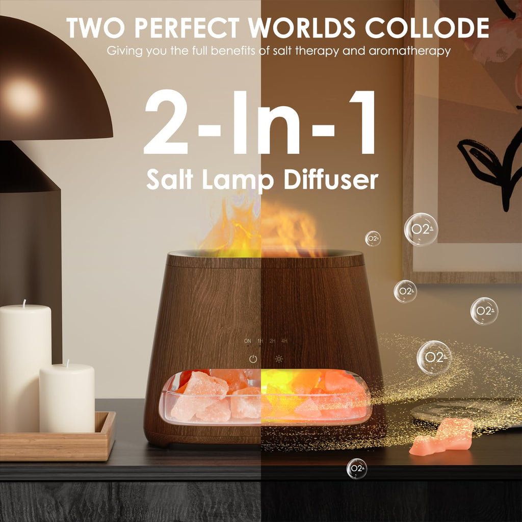 SALKING 2-in-1 Himalayan Salt Lamp & Ultrasonic Essential Oil Diffuser