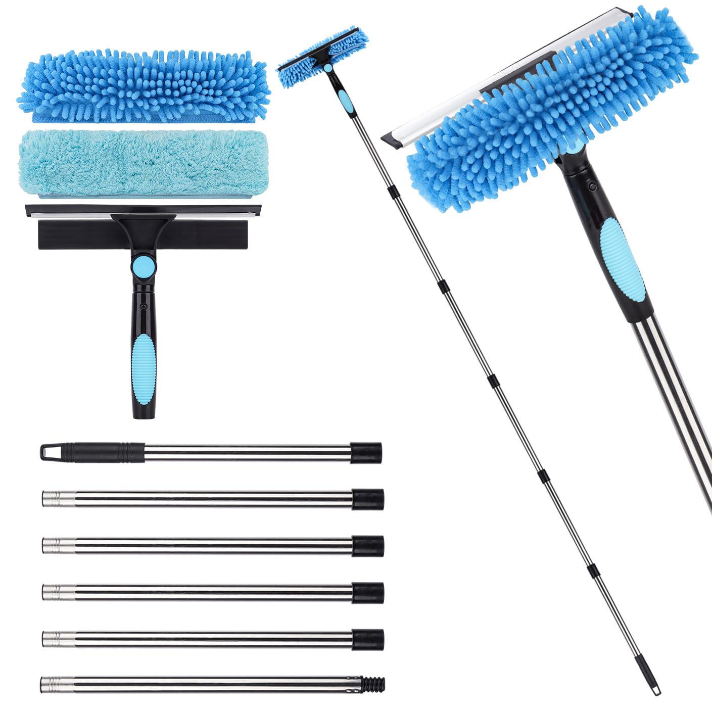 7Ft Extendable Window Cleaner | 2-in-1 Telescopic Squeegee Tool