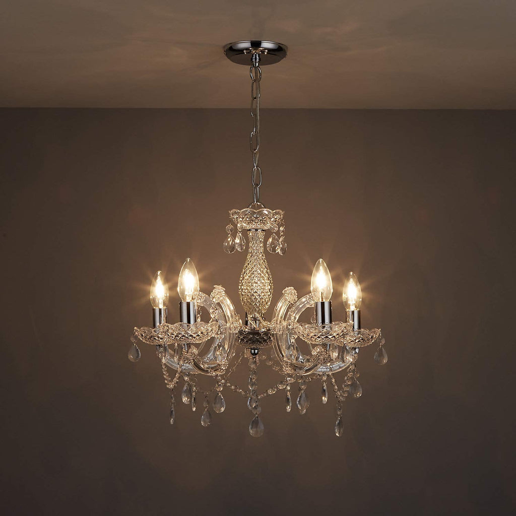 Jolof Store 5-Light Chrome Chandelier | Smoked Acrylic Pendant Light
