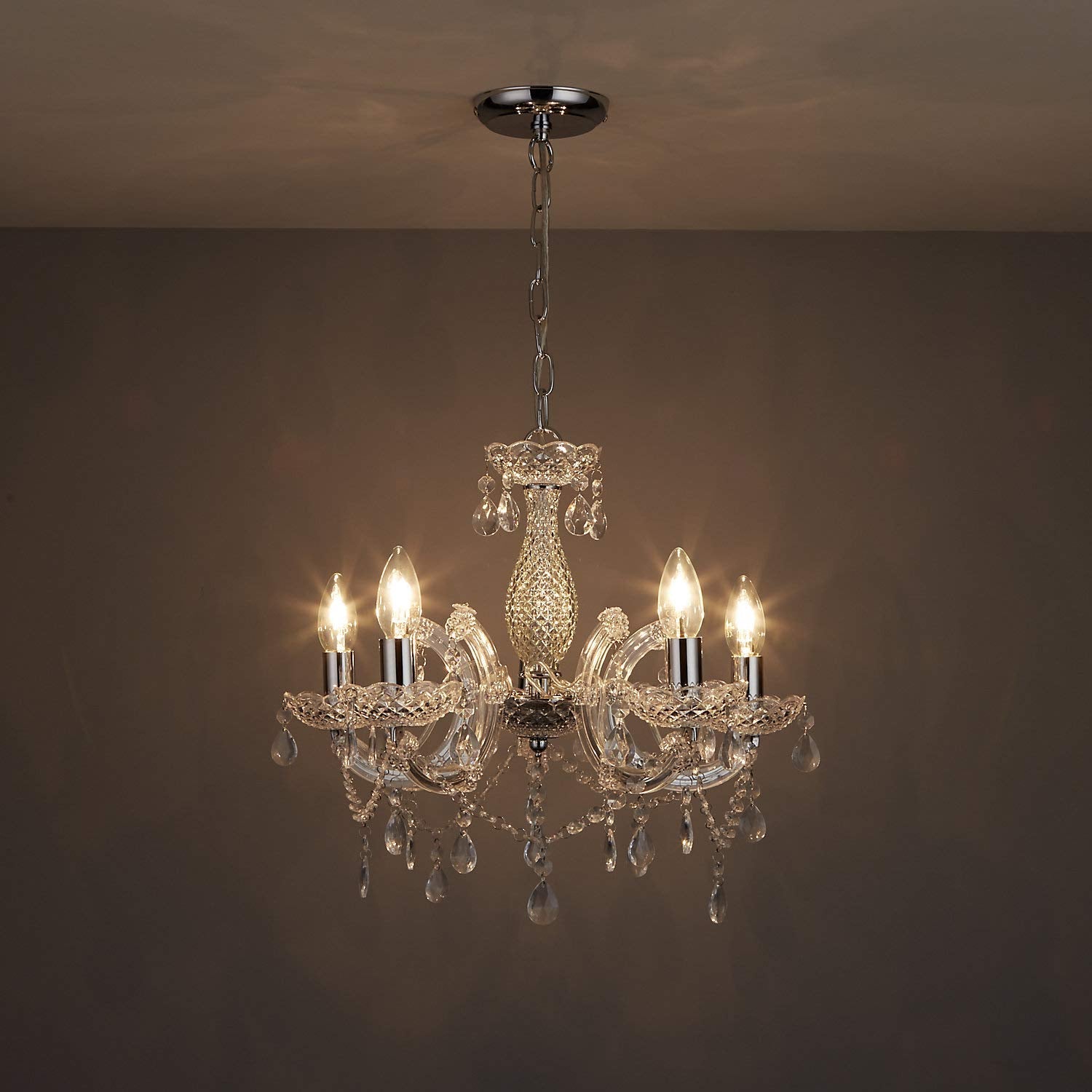 Jolof Store 5-Light Chrome Chandelier | Smoked Acrylic Pendant Light