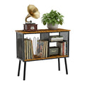 Kryntex Record Player Stand with Adjustable Divider, Vinyl Storage Cabinet Holds up to 200 Records, Mid-Century Turntable Stand with Metal Frame - image 1